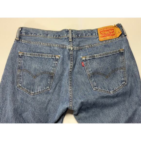 Levi's 501 Men's Straight Leg Button Fly Gray Denim Jeans - Size 36x31 - Picture 5 of 6